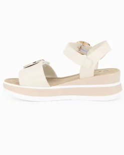 MISS GLOBO - Sandalo panna platform con sottopiede memory soft e strappo, zeppa 5CM