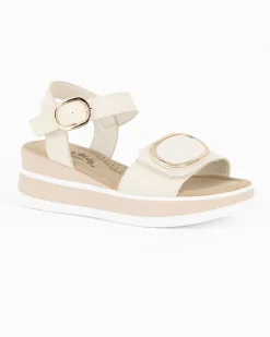 MISS GLOBO - Sandalo panna platform con sottopiede memory soft e strappo, zeppa 5CM