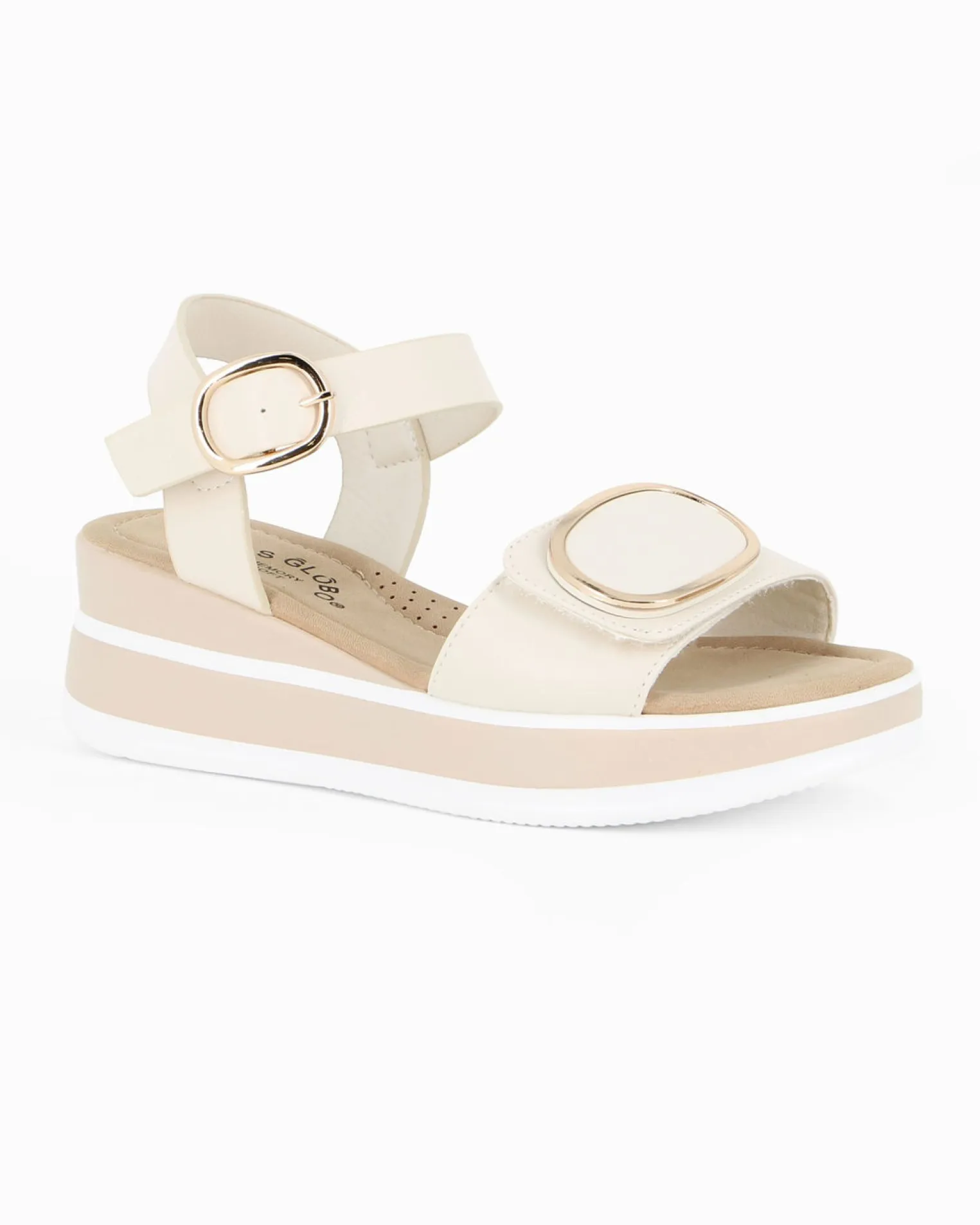 MISS GLOBO - Sandalo panna platform con sottopiede memory soft e strappo, zeppa 5CM