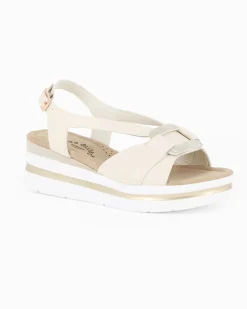 MISS GLOBO - Sandalo panna platform con sottopiede memory soft, zeppa 5CM