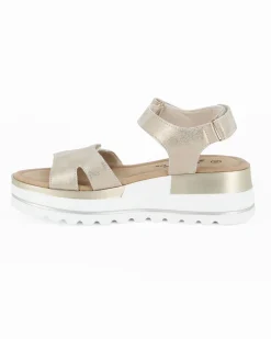 MISS GLOBO - Sandalo platform beige con strappi