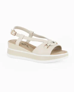 MISS GLOBO - Sandalo platform beige con morsetto