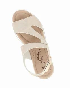 MISS GLOBO - Sandalo platform beige con sottopiede in memory soft, zeppa 5CM