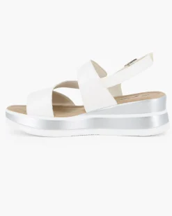MISS GLOBO - Sandalo platform bianco con sottopiede in memory soft, zeppa 5CM