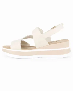 MISS GLOBO - Sandalo platform panna con sottopiede in memory soft, zeppa 5CM