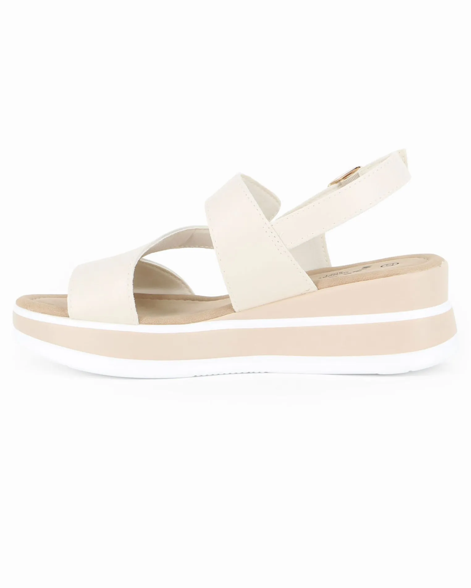 MISS GLOBO - Sandalo platform panna con sottopiede in memory soft, zeppa 5CM