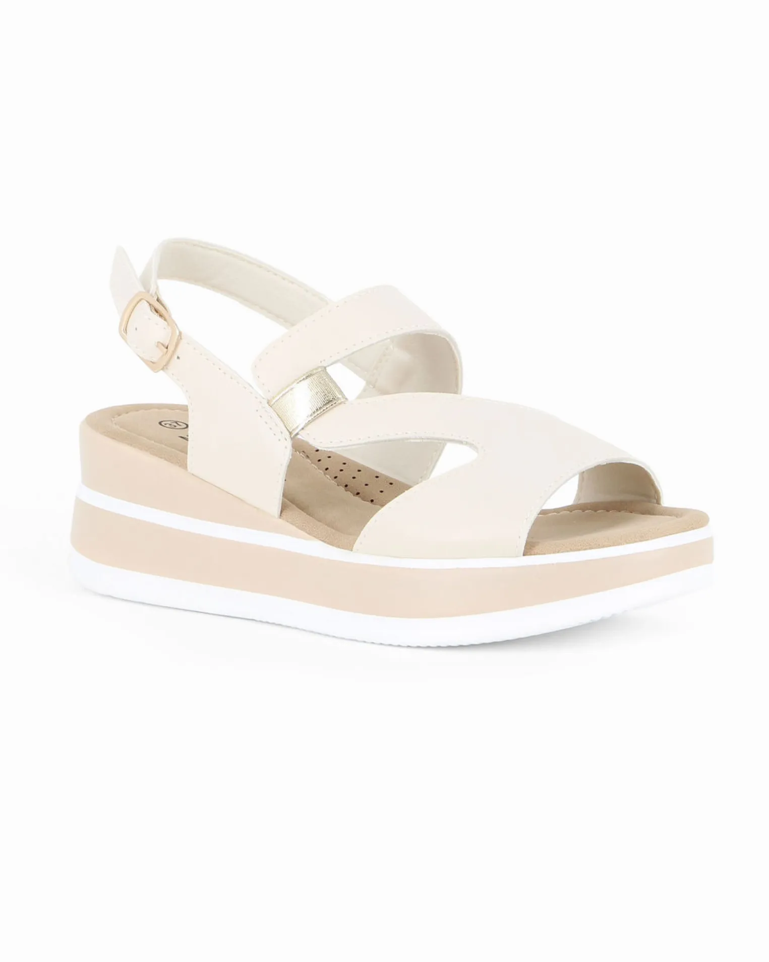 MISS GLOBO - Sandalo platform panna con sottopiede in memory soft, zeppa 5CM