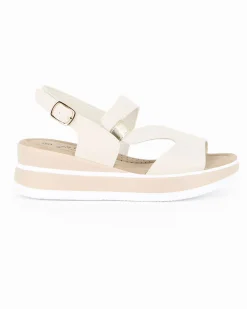 MISS GLOBO - Sandalo platform panna con sottopiede in memory soft, zeppa 5CM