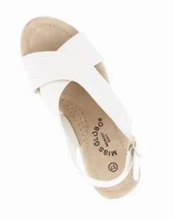 MISS GLOBO - Sandalo platform panna con incrocio frontale e sottopiede in memory soft, zeppa 7,5CM