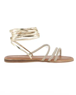 MISS GLOBO - Sandalo platino lace-up con cinturini in strass