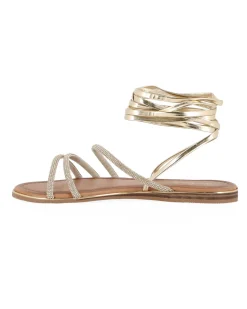 MISS GLOBO - Sandalo platino lace-up con cinturini in strass