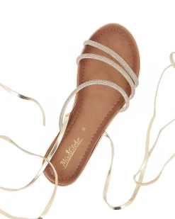MISS GLOBO - Sandalo platino lace-up con cinturini in strass