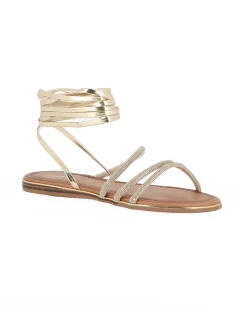 MISS GLOBO - Sandalo platino lace-up con cinturini in strass