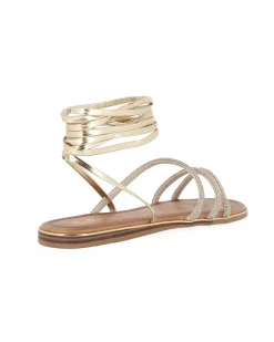 MISS GLOBO - Sandalo platino lace-up con cinturini in strass
