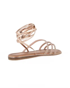 MISS GLOBO - Sandalo rosa/oro lace-up con cinturini in strass