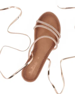 MISS GLOBO - Sandalo rosa/oro lace-up con cinturini in strass