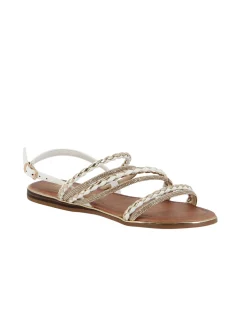 MISS GLOBO - Sandalo slingback bianco con cinturini intrecciati e strass