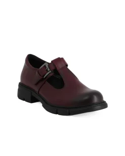 MISS GLOBO - Scarpa bordeaux con suola track e cinturino con fibbia frontale