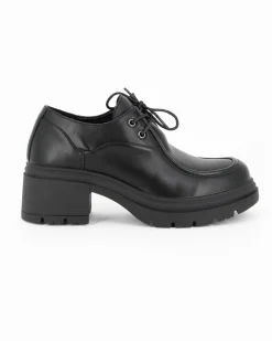 MISS GLOBO - Scarpa nera con lacci e suola track, tacco 6CM