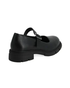 MISS GLOBO - Scarpa nera con suola track e cinturino con fibbia frontale