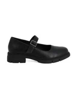 MISS GLOBO - Scarpa nera con suola track e cinturino con fibbia frontale