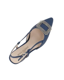 MISS GLOBO - Slingback blu con accessorio sulla punta tacco 7cm con memory foam