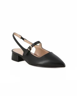 MISS GLOBO - Slingback nera con cinturino superiore tacco 2,5CM, MADE IN ITALY
