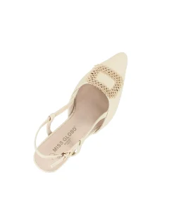 MISS GLOBO - Slingback oro con accessorio sulla punta tacco 7cm con memory foam