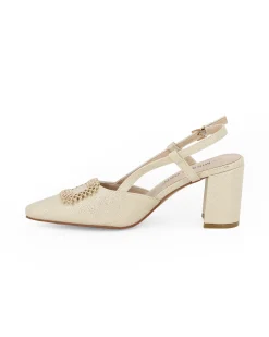 MISS GLOBO - Slingback oro con accessorio sulla punta tacco 7cm con memory foam