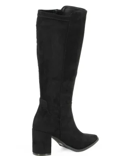 MISS GLOBO - Stivale nero scamosciato a punta con zip laterale, tacco 7CM