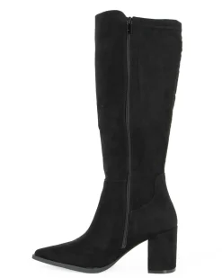 MISS GLOBO - Stivale nero scamosciato a punta con zip laterale, tacco 7CM