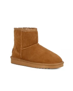MISS GLOBO - Stivaletto camel in VERA PELLE con pelliccia interna