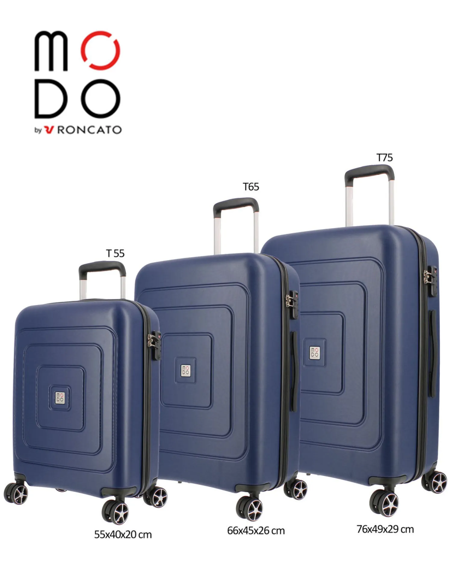 MODO BY RONCATO - TROLLEY ABS BLU 4 RUOTE CON COMBINAZIONE TSA