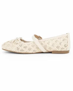 MY JEWELS - Ballerina crema intrecciata con fiocco e cinturino frontale