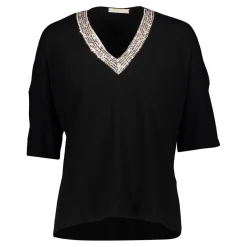 MY JEWELS - MAGLIA MANICA CORTA PUNTA PAILLETTES