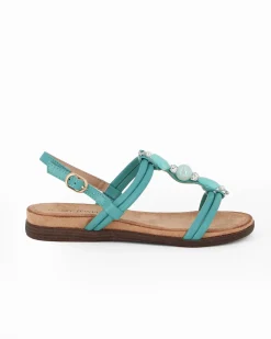 MY JEWELS - Sandalo basso turchese con pietre
