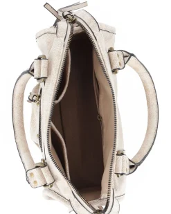 NARDINI - Bauletto due manici beige con taschino frontale, tracolla removibile