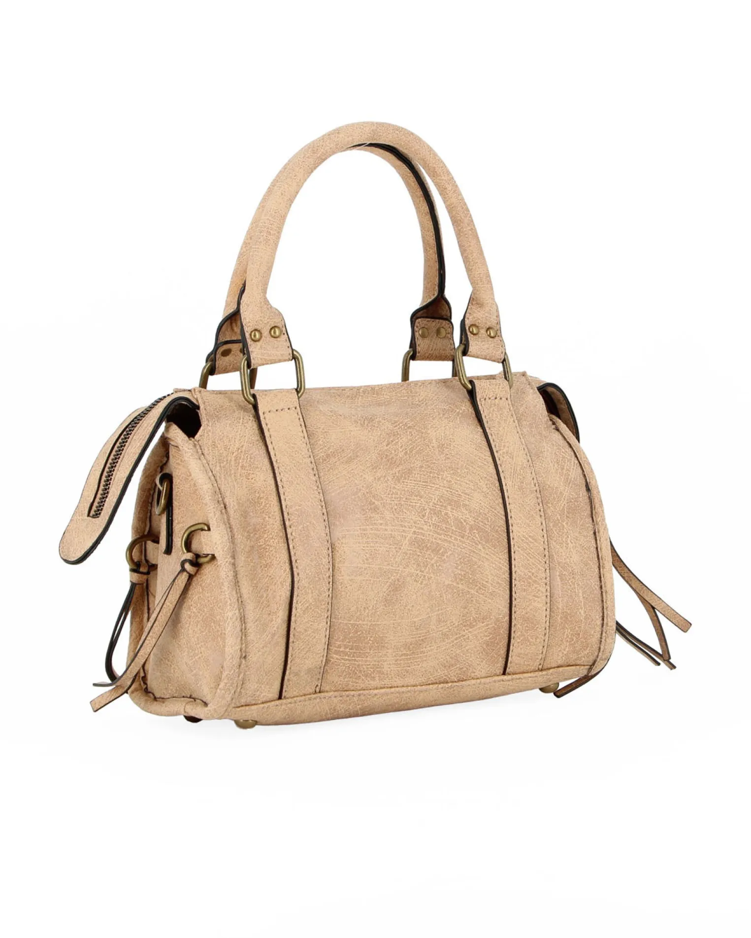 NARDINI - Bauletto due manici khaki con taschino frontale, tracolla removibile