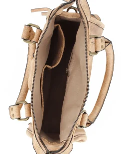 NARDINI - Bauletto due manici khaki con taschino frontale, tracolla removibile