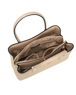 NARDINI - Borsa a mano beige con trama a intreccio, tracolla removibile