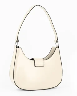 NARDINI - Borsa a spalla beige con mini pattina e tracolla removibile