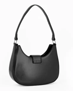 NARDINI - Borsa a spalla nera con mini pattina e tracolla removibile