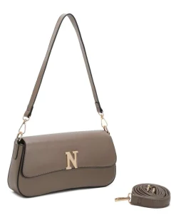 NARDINI - Borsa a spalla terra con patta e tracolla removibile