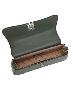 NARDINI - Borsa a spalla verde con patta e tracolla removibile