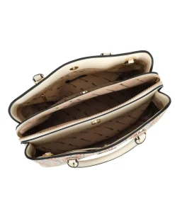 NARDINI - Borsa due manici multicolor effetto intreccio con tre scomparti principali, tracolla removibile