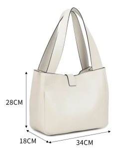 NARDINI - Borsa due manici naturale con pattina, tracolla removibile