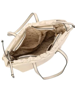 NARDINI - Borsa shopping beige con coulisse, tracolla removibile