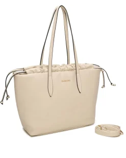 NARDINI - Borsa shopping beige con coulisse, tracolla removibile