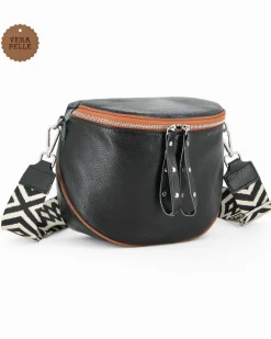 NARDINI - Marsupio nero da donna in VERA PELLE - MADE IN ITALY