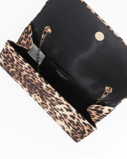 NARDINI- Pochette leopardata in raso con patta